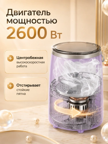 Портативная стиральная машина для одежды и обуви, Стиральная машинка с отжимом и сливом, 20 л, Сиреневый фото 3