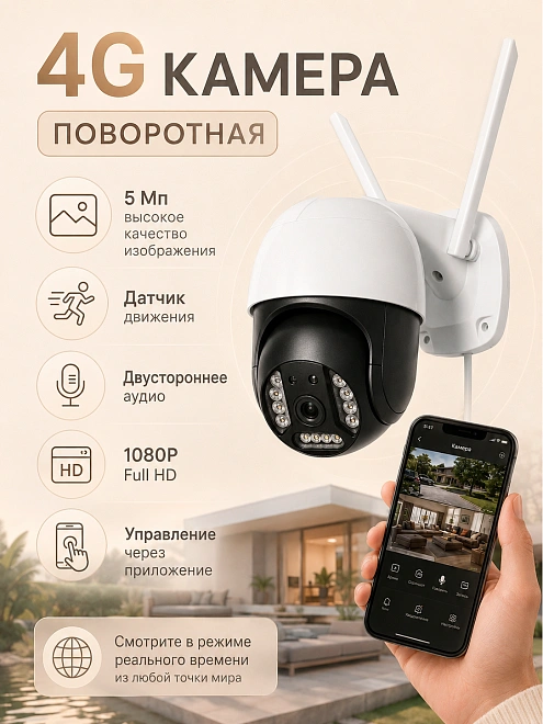 Уличная камера видеонаблюдения 4G, 1080p, PTZ, IP66, датчик движения, ночное видение, V380 Pro