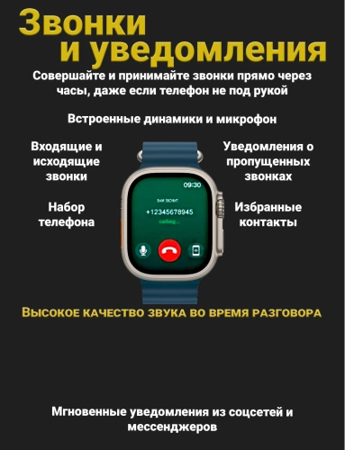 Смарт часы HK9 Ultra 2, Умные часы PREMIUM Series Smart Watch AMOLED наручные мужские и женские, iOS, Android, СhatGPT, Bluetooth Звонки, 2 ремешка, Темно синий фото 5