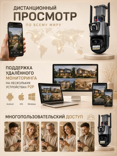 Уличная Wi‑Fi камера видеонаблюдения с 2 объективами 3,6 и 12 мм, 4 Мп, PTZ, IP66, iCSee фото 10 Уличная Wi‑Fi камера видеонаблюдения с 2 объективами 3,6 и 12 мм, 4 Мп, PTZ, IP66, iCSee фото 10
