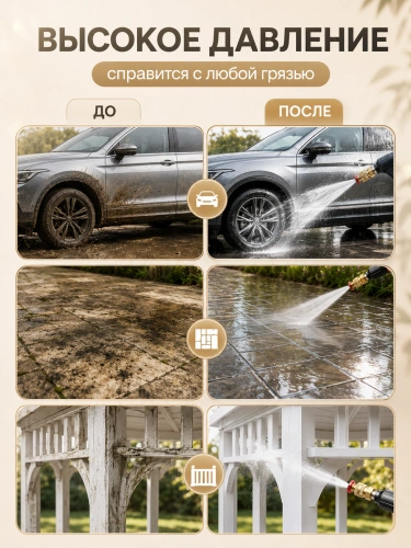 Мойка высокого давления аккумуляторная, 100 бар, 48 В, 2 АКБ, пеногенератор, кейс для хранения фото 2 Мойка высокого давления аккумуляторная, 100 бар, 48 В, 2 АКБ, пеногенератор, кейс для хранения фото 2