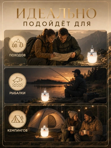 Фонарь кемпинговый аккумуляторный подвесной с крюком и USB-зарядкой фото 7 Фонарь кемпинговый аккумуляторный подвесной с крюком и USB-зарядкой фото 7