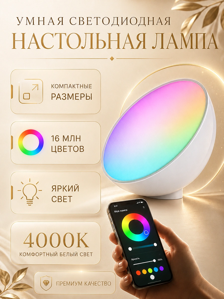 Умный настольный беспроводной светодиодный LED светильник, ночник для стримеров с управлением с приложения duoCo Strip