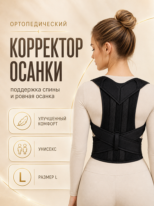 Корректор осанки ортопедический, корсет для поддержания спины на липучках, L