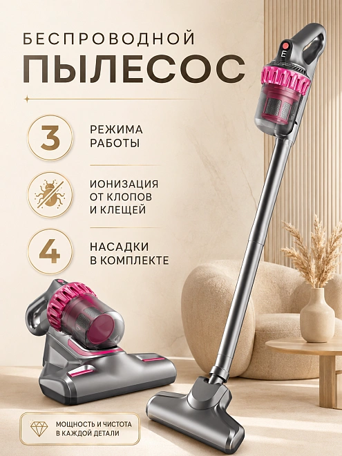 Пылесос вертикальный, Ручной, Беспроводной пылесос для уборки дома, Офиса, Машины, Фиолетовый/Серый
