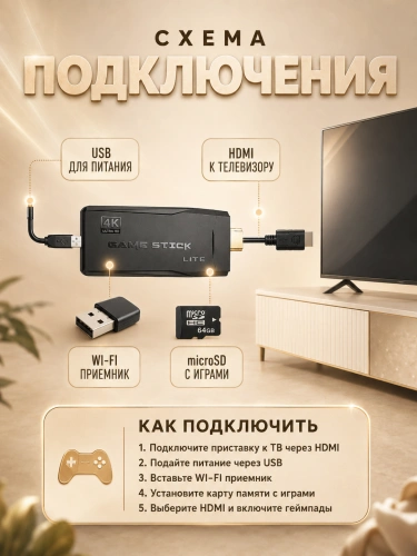 Портативная игровая консоль Game Stick, игровая консоль, игровая приставка 4k, 64 GB, 1000 игр фото 5 Портативная игровая консоль Game Stick, игровая консоль, игровая приставка 4k, 64 GB, 1000 игр фото 5