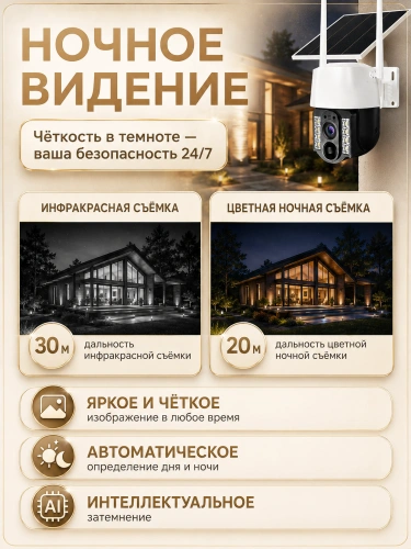 Уличная камера видеонаблюдения 4G с SIM-картой, Full HD, солнечная панель, аккумулятор 8000 мА·ч фото 4