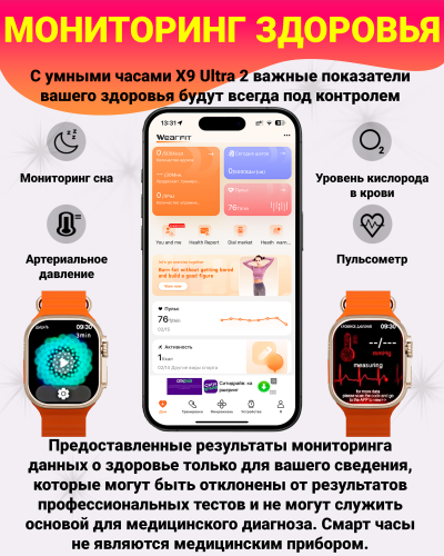 Смарт часы X9 ULTRA 2, Умные часы PREMIUM Smart Watch, Series 9, AMOLED, NFC, ChatGPT, Золотой фото 5