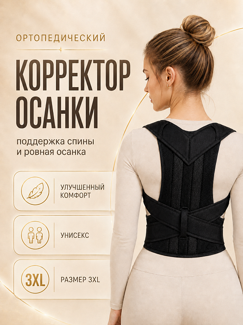 Корректор осанки ортопедический, корсет для поддержания спины на липучках, XXXL