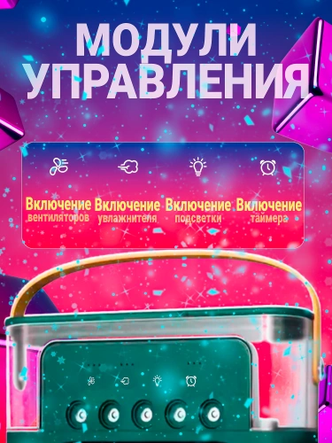 Мини вентилятор, увлажнитель воздуха, аромадиффузор, кондиционер портативный с таймером сна и ночной подсветкой зеленый фото 5