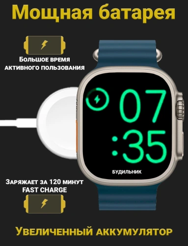 Смарт часы HK9 Ultra 2, Умные часы PREMIUM Series Smart Watch AMOLED наручные мужские и женские, iOS, Android, СhatGPT, Bluetooth Звонки, 2 ремешка, Темно синий фото 7