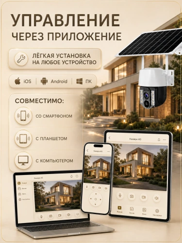 Уличная камера видеонаблюдения 4G с SIM-картой, Full HD, солнечная панель, аккумулятор 8000 мА·ч фото 6