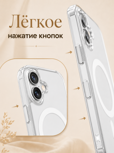 Защитный чехол для iPhone 16 Plus с поддержкой Магсейф, противоударный, прозрачный фото 5
