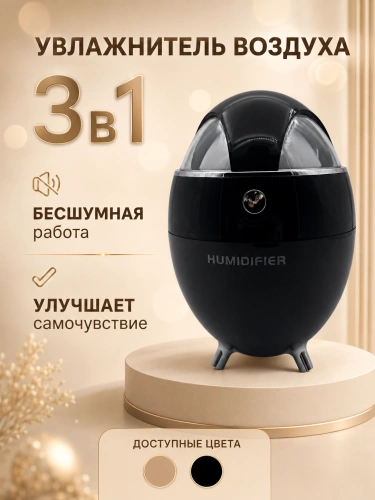 Увлажнитель воздуха ультразвуковой с аромадиффузором и подсветкой, 350 мл, черный Увлажнитель воздуха ультразвуковой с аромадиффузором и подсветкой, 350 мл, черный