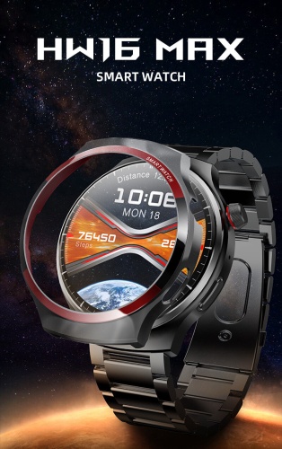 Умные смарт часы HW 16 MAX c накладкой на корпус, 3 ремешка, 46 мм с NFC и беспроводной зарядкой, черные фото 2 Умные смарт часы HW 16 MAX c накладкой на корпус, 3 ремешка, 46 мм с NFC и беспроводной зарядкой, черные фото 2