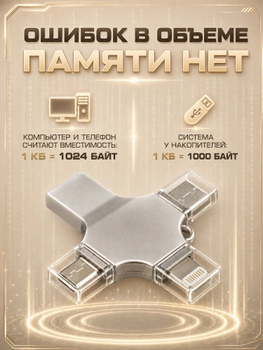 Внешний накопитель 4 в 1 USB флешка Lightning, MicroUSB, Type-C, USB, FLASH накопитель для iOS, Android, Windows, 256gb, Серебристый фото 7 Внешний накопитель 4 в 1 USB флешка Lightning, MicroUSB, Type-C, USB, FLASH накопитель для iOS, Android, Windows, 256gb, Серебристый фото 7